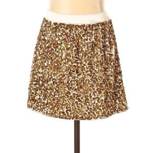 Alice + Olivia Gold Sequins Ivory Silk Mini Skirt